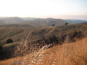 The Cheeseboro Reservoir, capable of holding four million gallons of water, can be seen in the distance. Along with a pump station at Palo Comado Canyon, the reservoir will be demolished and removed during April and May. Courtesy of National Park Service
